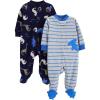 imageSimple Joys by Carters Baby Boys 2Pack Fleece Footed Sleep and PlayBlue DinosaurGrey Stripe