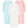 imageSimple Joys by Carters Baby Girls 3Pack Cotton Sleeper GownBlue DucksPink AnimalWhite Floral
