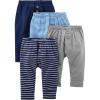 imageSimple Joys by Carters Unisex Babies Pant Pack of 4BlueGrey HeatherNavyStripe