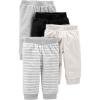 imageSimple Joys by Carters unisexbaby 4pack Fleece PantsBlackIvoryLight GreyWhite Stripe