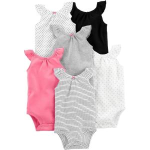 imageSimple Joys by Carters Baby Girls 6Pack Sleeveless BodysuitMulticolorDotsHearts