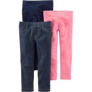 imageSimple Joys by Carters Girls 3Pack LeggingsNavyPinkDenim