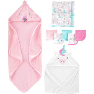 imageSimple Joys by Carters Unisex Babies 8Piece Towel and Washcloth Set MultipacksPink FlamingoWhite Unicorn