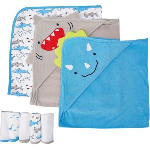 imageSimple Joys by Carters Unisex Babies 8Piece Towel and Washcloth Set MultipacksSharkDinasaur
