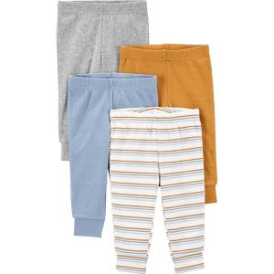 imageSimple Joys by Carters Unisex Babies Pant Pack of 4BlueGoldGrey HeatherWhite Stripe