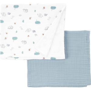 imageSimple Joys by Carters UnisexBaby 2Pack Cotton Gauze BlanketSage GreenWhite Elephant