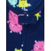 imageSimple Joys by Carters Toddlers and Baby Girls LooseFit Flame Resistant Fleece Footed Pajamas Pack of 3Blue ElephantNavy MonsterPink Dots