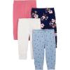 imageSimple Joys by Carters Baby Girls 4Pack PantsIvoryLight Blue DotsNavy FloralPink