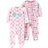 imageSimple Joys by Carters Baby Girls Fleece Footed Sleep and Play Pack of 2Pink Heather PandaWhite Hearts