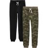 imageSimple Joys by Carters Boys 2Pack Pull on Fleece PantsBlackGreen Camo Kid