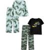 imageSimple Joys by Carters Boys 4Piece Poly PajamasAqua Blue DinosaurBlack TrucksGreen Camo