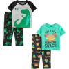 imageSimple Joys by Carters Boys 4Piece Poly PajamasGreyGreenDinosaurFun Food