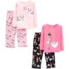 imageSimple Joys by Carters Girls 4Piece Pajama Set Cotton Top ampamp Fleece BottomBlack BallerinaLight PinkPink CowSwans