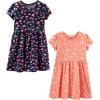 Navy Floral/Peach Butterfly Print