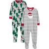 imageSimple Joys by Carters Kids Holiday Loosefit Flame Resistant Fleece Footed PajamasLight Grey SnowflakeMint Green Christmas Print