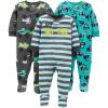 imageSimple Joys by Carters Toddlers and Baby Boys LooseFit Flame Resistant Fleece Footed Pajamas Pack of 3Dark Grey Monster TrucksLight Blue StripeTurquoise Blue Gorilla