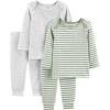 imageSimple Joys by Carters unisexbaby 4piece Textured SetGreen StripeGrey Heather