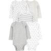imageSimple Joys by Carters unisexbaby 5pack Longsleeve BodysuitGreyWhite