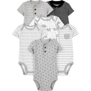 imageSimple Joys by Carters Baby Boys 6Pack ShortSleeve BodysuitMulticolorAnchorDinosaurStripeWhale