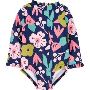 imageSimple Joys by Carters Girls Long Sleeve Zipper One Piece SwimsuitFloral