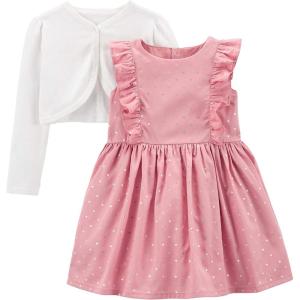 imageSimple Joys by Carters Toddlers and Baby Girls 2Piece Special Occasion Dress and Cardigan SetPink HeartsWhite