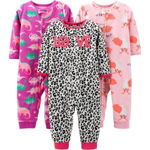 imageSimple Joys by Carters Toddlers and Baby Girls LooseFit Fleece Footless Pajamas Pack of 3