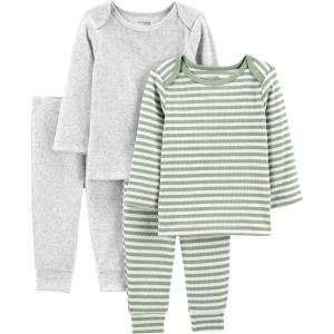 imageSimple Joys by Carters unisexbaby 4piece Textured SetGrey HeatherSage Green Stripe