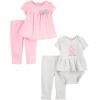 imageSimple Joys by Carters Baby Girls 4Piece BodysuitGrey Heather LlamaPink Polka Dot