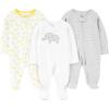 imageSimple Joys by Carters Baby 3Pack Neutral Sleep and PlayLight Grey Mini StripeWhite ElephantGiraffe
