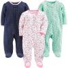 imageSimple Joys by Carters Baby 3Pack Neutral Sleep and PlayMint Green FloralNavy DotsWhite Flowers