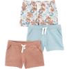 imageSimple Joys by Carters Baby Girls 3Pack Knit ShortsLight Brown DotsPale BlueWhite Floral