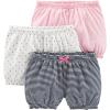 imageSimple Joys by Carters Baby Girls 3Pack Knit ShortsLight PinkNavy StripeWhite Dots