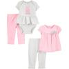imageSimple Joys by Carters Baby Girls 4Piece BodysuitGrey Heather LlamaPink Polka Dot