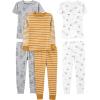 imageSimple Joys by Carters Boys 6Piece Snug Fit Cotton Pajama SetGold StripeGrey LionWhite Animal