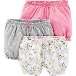 imageSimple Joys by Carters Baby Girls 3Pack Knit ShortsGrey HeartsPinkWhite Floral
