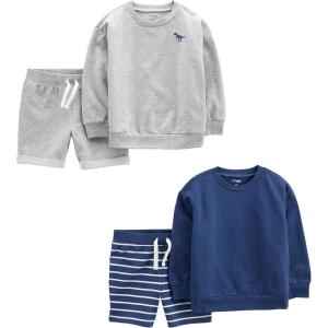 imageSimple Joys by Carters boys 4piece Sweatshirt SetGreyNavyDinosaurStripe