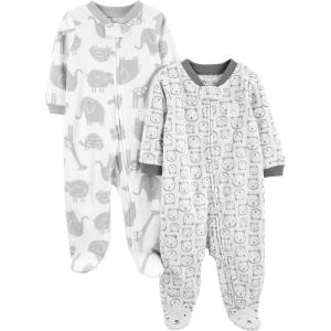 imageSimple Joys by Carters Baby 2Pack Neutral Fleece Footed Sleep and Play