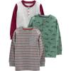 imageSimple Joys by Carters boys 3pack Long Sleeve ShirtsDark Grey StripeGrey DotsSpruce Green Dinosaur