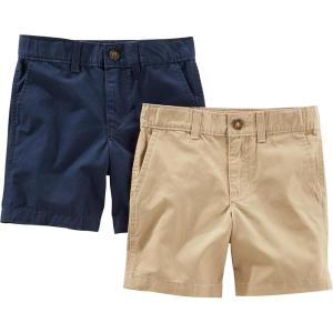 imageSimple Joys by Carters Boys Flat Front Shorts Pack of 2Light Khaki BrownNavy