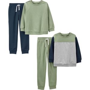 imageSimple Joys by Carters boys 4piece French Terry Longsleeve Shirts and Shorts Playwear SetOliveGrey