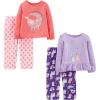 imageSimple Joys by Carters babygirls 4piece Pajama SetHeartsSheepText PrintUnicorn