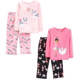 imageSimple Joys by Carters babygirls 4piece Pajama SetBlack BallerinaLight PinkPink CowSwans