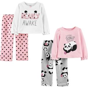 imageSimple Joys by Carters babygirls 4piece Pajama SetGrey PandaPink DonutWhite Text PrintDots