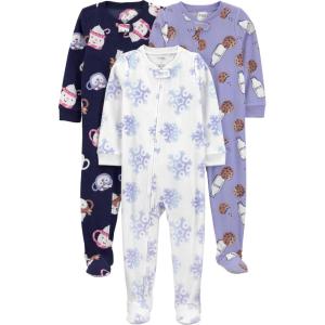 imageSimple Joys by Carters girls LooseFit Flame Resistant Fleece Footed PajamasCookie Snowflake Mugs
