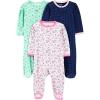 imageSimple Joys by Carters 3pack Sleep and PlayMint Green FloralNavy DotsWhite Flowers