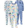 imageSimple Joys by Carters Toddlers and Baby Boys SnugFit Footed Cotton Pajamas Pack of 3Sea LifeSharkTie Dye