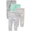 imageSimple Joys by Carters Unisex Baby 4Pack Neutral PantGreyLight GreyMint GreenStripe