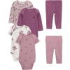 imageSimple Joys by Carters babygirls 6piece Bodysuits Short and Long Sleeve and Pants SetFloral Plum