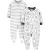 imageSimple Joys by Carters unisexbaby 2pack Neutral Fleece Footed Sleep and PlayPenguinStripe