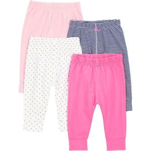 imageSimple Joys by Carters Baby Girls 4Pack PantNavy StripePale PeachPinkWhite Dots